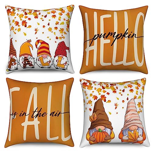 Hnmdmyi Kissenbezug Herbst 50x50 4er Set, Niedlicher Gnom Kürbis Ahornblatt Bauernhaus Thanksgiving Dekorative Kissenbezüge Orange Leinen Kissenhülle für Sofa Couch Bett Garten Outdoor Home Decor Hnmdmyi Kissenbezug Herbst 50x50 4er Set, Niedlicher Gnom Kürbis Ahornblatt Bauernhaus Thanksgiving Dekorative Kissenbezüge Orange Leinen Kissenhülle für Sofa Couch Bett Garten Outdoor Home Decor von Hnmdmyi