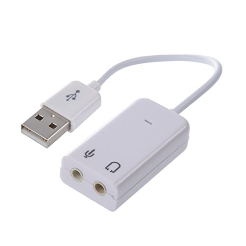 Hnmodter 3,5-mm-Mikrofon-Kopfhörerbuchse, USB 2.0, Soundkarte, Lautsprecher, Audio-Adapter, Weiß von Hnmodter