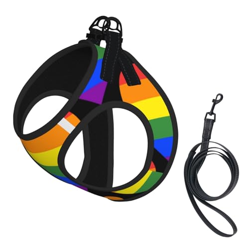 Regenbogen-Herzen Gay Pride Flagge, Haustiergeschirr, Verstellbares reflektierendes Hundegeschirr, Haustierleinenweste,M von Hnnkloy