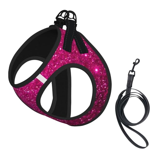 Rosa funkelnder Glitzer, Haustiergeschirr, Verstellbares reflektierendes Hundegeschirr, Haustierleinenweste,M von Hnnkloy