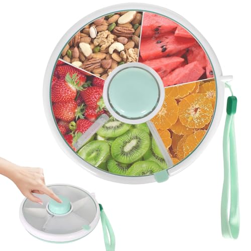 Snack Spinner Rotierende Aufbewahrung, Snackbox mit 5 Fächern, Wiederverwendbarer Snack Spinner, Tragbarer Obst und Süßigkeiten Organizer für Kinder, Drehende Snackbox für Süßigkeiten Keks Obst von Hnonoxy