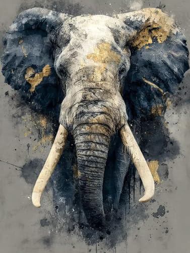 Malen Nach Zahlen Erwachsene Elefant Malen Nach Zahlen Kinder Tier Paint by Numbers mit Hochauflösende Leinwand DIY Basteln Erwachsene Set Handgemalt Ölgemälde Home Decor 40x50cm (ohne Rahmen) S-368 von Hnxaamlg