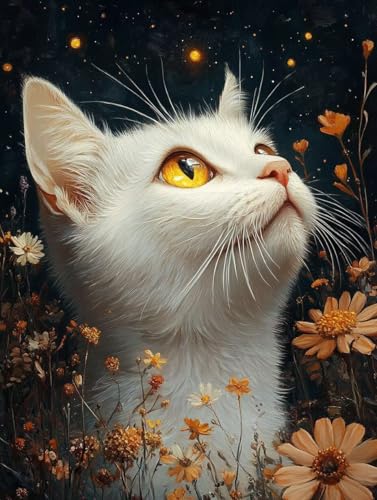 Malen Nach Zahlen Erwachsene Tier Malen Nach Zahlen Katze Paint by Numbers Kreativ set für Erwachsene DIY Pinsel und Acrylfarben Leinwand Ölgemälde für Room Decor Geschenke, Ohne Rahmen (20x30cm)S-363 von Hnxaamlg