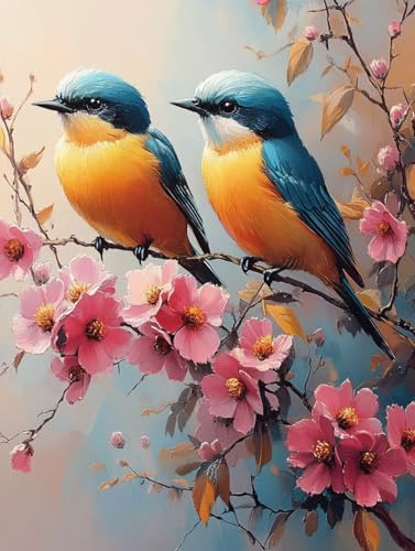 Malen Nach Zahlen Erwachsene Vogel Malen Nach Zahlen Blume Kreativ set für Erwachsene Paint by Numbers DIY Pinsel und Acrylfarben Leinwand Ölgemälde für Home Room Decor, Ohne Rahmen (25x35cm) S-351 von Hnxaamlg
