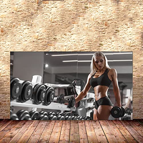 Hnyjyfa Fitnessstudio zu Hause Deko Poster Sexy Frauen Bodybuilding Fitness Muskel Workout für Körperübungen Training Kunstdruckt inspirierendes Zitat Wand Bilder 0215297 von Hnyjyfa