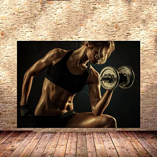 Hnyjyfa Muscle-Girl-Power-Plakat Bodybuilding-Poster Fitness Motivation Zitat Wand Gemäldedrucke Sexy Frau Poster Frau Workout Poster Schlafzimmer Home Gym Deko Poster 0209106 von Hnyjyfa