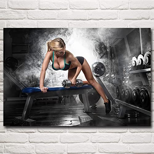 Hnyjyfa Sexy Frauen Bodybuilding Poster Home Fitness Deko Inspirierendes Zitat Wand Bilder Fitnessstudio für Körperübungen Trainingsdrucke Muskel Workout 0215256 von Hnyjyfa