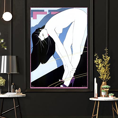 Hnyjyfa Mode-cooles Mädchen-Pop-Art-Plakat Patrick Nagel Frau Malerei Vintage Illustration Wand Kunstdrucke Sexy Elegante Frau Poster Moderne Zimmer Schlafzimmer Dekor 0125204 von Hnyjyfa