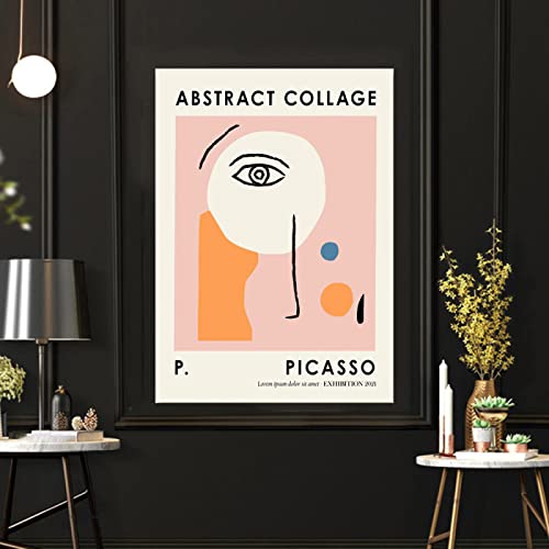 Pablo Picasso Poster niedlich abstrakt bunt Frau Gesicht Tanz Körper Kuss Poster minimalistisch Wand Bilder schwarz weiß eine Strichzeichnung Gemäldeposter Gesicht Friedenstaube Leinwanddruck 0621118 von Hnyjyfa