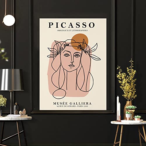 Hnyjyfa Pablo Picasso Poster niedlich abstrakt bunt Frau Gesicht Tanz Körper Kuss minimalistisch Wand Bilder schwarz weiß eine Strichzeichnung Gemäldeposter Friedenstaube Leinwanddruck 0621325 von Hnyjyfa