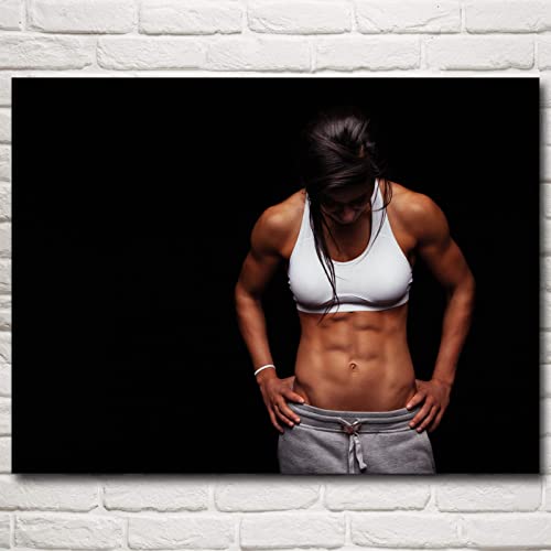 Sexy Frauen Bodybuilding Poster Inspirierendes Zitat Wand Bilder Fitnessstudio für Körperübungen Trainingsdrucke Fitness Muskel Frauen Workout Poster Fitnessstudio zu Hause Deko Poster 0215353 von Hnyjyfa