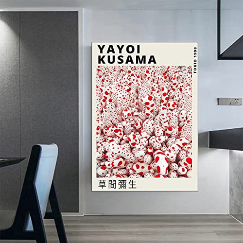 Hnyjyfa Yayoi Kusama Ausstellungs poster Polka Dot Queen Gemälde Prints Japan Obsessive Artist Gemälde Painting Abstrakte Wand Bilder Infinity Nets Poster Moderne Gemäldewerke Wohnzimmer Deko 0228396 von Hnyjyfa