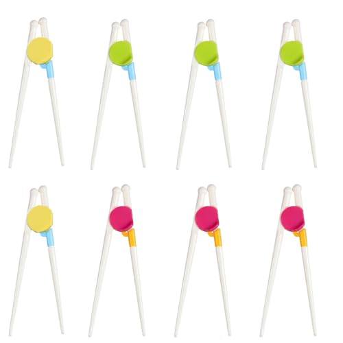HoAhaMay 8 Paare Kinder-Essstäbchen, wiederverwendbare Trainings-Essstäbchen, Lern-Essstäbchen, chinesische Essstäbchen für Anfänger, Erwachsene, Ältere, Kinder (3 Farben) von HoAhaMay