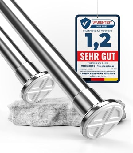 MEISENBERG Duschstange ohne Bohren 310-360cm, Silber, Ø 32 mm, Teleskopstange zum Klemmen - Teleskop Gardinenstange für Vorhänge, Dusche, Türöffnungen und Kleiderschrank MEISENBERG Duschstange ohne Bohren 310-360cm, Silber, Ø 32 mm, Teleskopstange zum Klemmen - Teleskop Gardinenstange für Vorhänge, Dusche, Türöffnungen und Kleiderschrank von HoFactory