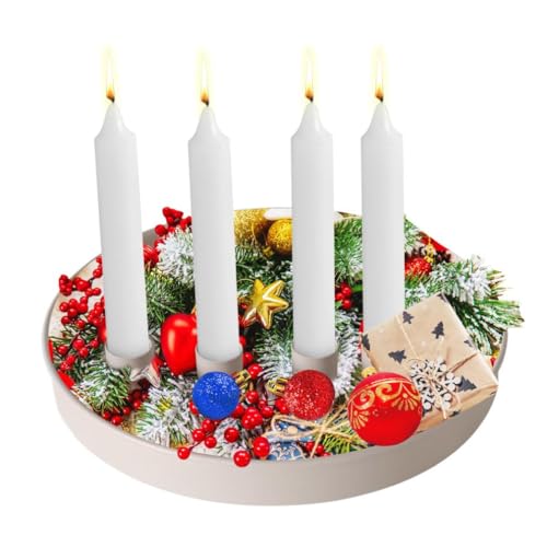 Magnetic Suction Can Move The Candlestick Tray, Magnet Kerzentablett, Metall Kerzenstände, Deko Kerzenhalter für Stabkerzen, kann Sich Bewegen, Weihnachten Kerzen Ständer Deko (Weiß) von HoGeGe