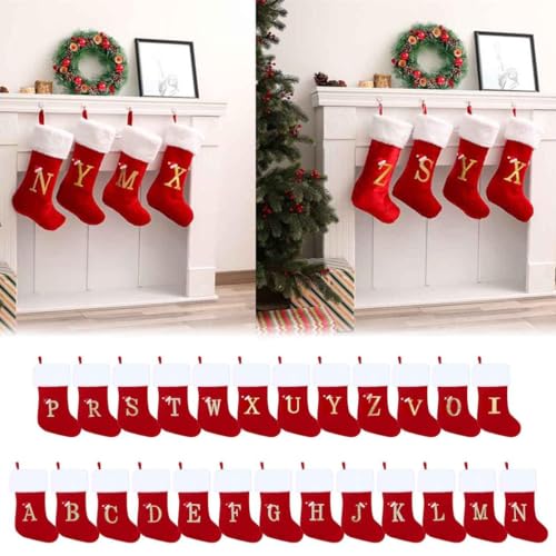 Weihnachtsstrumpf Personalisiert Nikolausstrumpf 45 cm Großer Christmas Stockings Weihnachtsbaum Kamin Hängende Ornamente Geschenkhalter Weihnachtsdekorationen, Weihnachtssocken Nikolaussocken (A) von HoGeGe