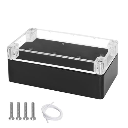HoHaing Project Box IP65 Wasserdichte Staubdichte Abzweigdose ABS Kunststoff Gehäuse Box für Elektronik Klare Abdeckung Outdoor Projekt Schwarz 6,2 x 3,5 x 2,4 Zoll (158 x 90 x 60 mm) von HoHaing