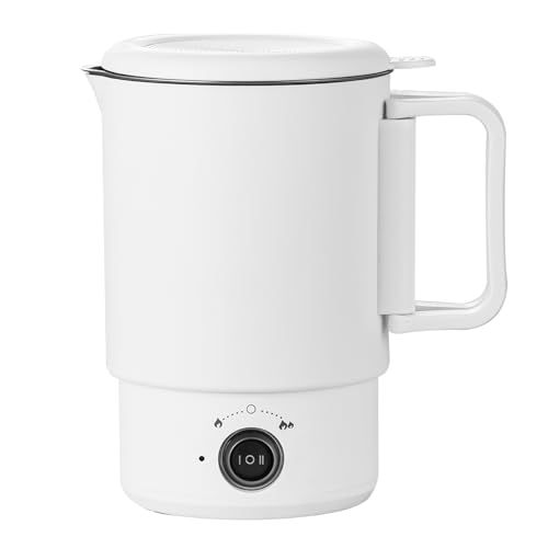 0,7L Tragbarer Wasserkocher mit Doppel-Stufen-Leistung (300W/600W), Mechan. Schalter & Sicherheits-Abschaltung, BPA-freier Edelstahl für Reise/Camping/Büro – Kompakt & Leicht von HoJang