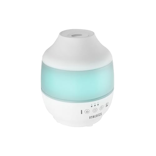 HoMedics Total Comfort Ultraschall-Luftbefeuchter Humidifier - 7-Farben-Licht, 12-Stunden-Auto-Off-Timer, 2L Tank, bis zu 25h Betriebszeit, Ultraleise, Raumluftbefeuchter für Schlafzimmer, Wohnzimmer von HoMedics