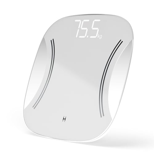Homedics Essentials XL Display Körpergewichtswaage - Digitale Personenwaage mit extra großem LED-Display, Präzise Gewichtsverfolgung kg/lbs/st, Waage mit glattem gehärtetem Glas und rutschfesten Füßen von HoMedics