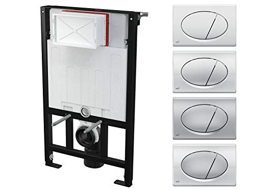 AlcaPlast AM101/850 WC Montageelement | Unterputzspülkasten zur Wandmontage | mit Betätigungsplatte Serie M7, Betätigungsplatte:M70 weiß von HoWaTech
