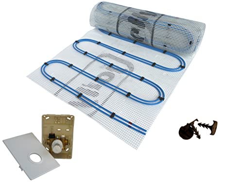 Dünnbett Warmwasser Fußbodenheizung HoWaTech Duo Komplett Set 2,5-20m² Doppelrohr Heizmatte 80 W/m² und Regelbox SI-RTL, Heizfläche:2.50m² von HoWaTech