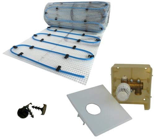 Dünnbett Warmwasser Fußbodenheizung HoWaTech Komplett Set 2,5-10m² Einrohr Heizmatte und Regelbox RTL, Heizfläche:7.50m² von HoWaTech