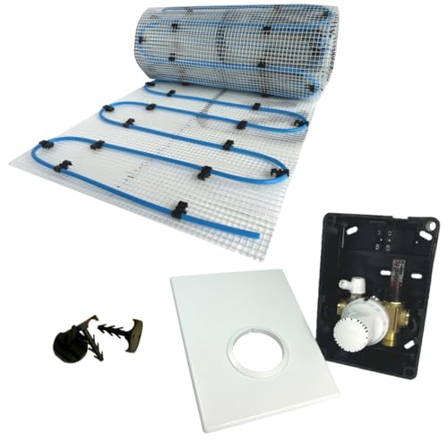 Dünnbett Warmwasser Fußbodenheizung HoWaTech Komplett Set 2,5-10m² Einrohr Heizmatte und Regelbox SI-RTL, Heizfläche:10.00m² von HoWaTech
