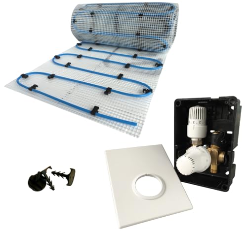 Dünnbett Warmwasser Fußbodenheizung HoWaTech Komplett Set 2,5-10m² Einrohr Heizmatte und Regelbox TH-RTL, Heizfläche:10.00m² von HoWaTech