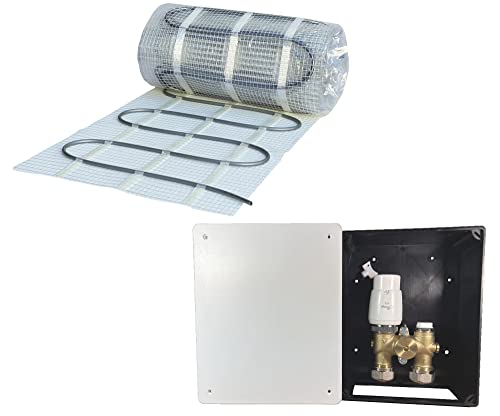 Dünnbett Warmwasser Fußbodenheizung HoWaTech Komplett Set 2,5-10m² selbstklebende Einrohr Heizmatte und G-RTL Regelbox, Heizfläche:7.50m² von HoWaTech