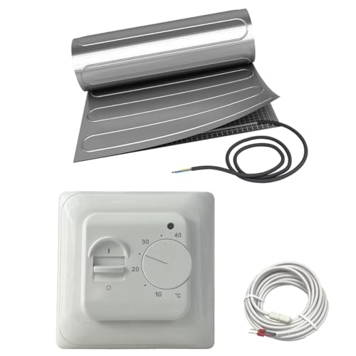 Elektrische Fußbodenheizung HoWaTech ALU für Laminat Parkett Vinyl Komplett Set TWIN Heizmatte 150 W/m² inkl. Thermostat, Heizfläche:6.00m² von HoWaTech