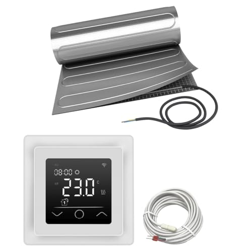 Elektrische Fußbodenheizung HoWaTech ALU für Laminat Parkett Vinyl Komplett Set TWIN Heizmatte 80 W/m² WiFi Thermostat Touch weiß, Heizfläche:2.00m² von HoWaTech