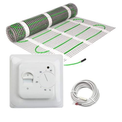 Elektrische Fußbodenheizung HoWaTech Power für Renovierung Komplett Set TWIN Heizmatte 200 W/m² inkl. Thermostat, Heizfläche:2.50m² von HoWaTech