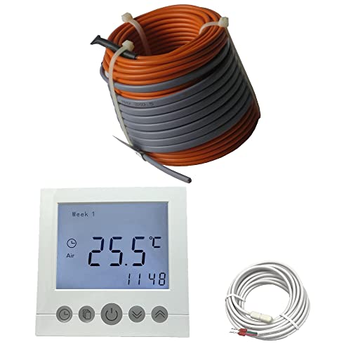 Elektrische Fußbodenheizung HoWaTech Profi Komplett Set TWIN Heizdraht 12 W/m inkl. Thermostat mit Wochenprogramm, Länge & Fläche:2.5-5m² von HoWaTech