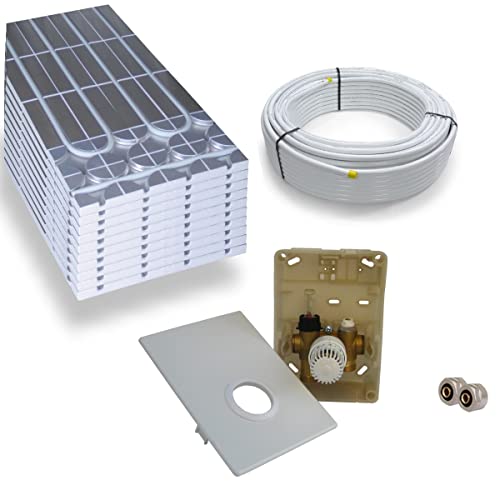 Warmwasser Trockenestrich Fußbodenheizung HoWaTech DRY Komplett Set 5/10m² Dämmplatte 30mm EPS WLG 035 DEO und Regelbox SI-RTL, Heizfläche:5.00m² von HoWaTech
