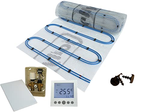 Dünnbett Warmwasser Fußbodenheizung HoWaTech Duo Komplett Set 2,5-20m² Doppelrohr Heizmatte 80 W/m² und E-Regelbox Digital Thermostat, Heizfläche:2.50m² Dünnbett Warmwasser Fußbodenheizung HoWaTech Duo Komplett Set 2,5-20m² Doppelrohr Heizmatte 80 W/m² und E-Regelbox Digital Thermostat, Heizfläche:2.50m² von HoWaTech