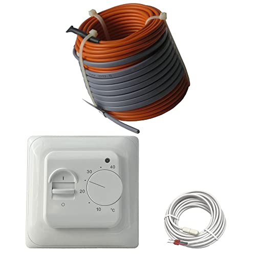 Elektrische Fußbodenheizung HoWaTech Profi Komplett Set TWIN Heizdraht 12 W/m inkl. Thermostat, Länge & Fläche:4-8.5m² von HoWaTech
