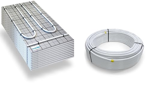 Warmwasser Tackerplatte Fußbodenheizung HoWaTech TAC Komplett Set 5/10m² Dämmplatte 20mm EPS WLG 045 DES ohne Regelung, Heizfläche:10.00m² von HoWaTech