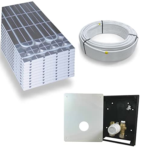 Warmwasser Trockenestrich Fußbodenheizung HoWaTech DRY Komplett Set 5/10m² Dämmplatte 30mm EPS WLG 035 DEO und RTL Regelbox, Heizfläche:5.00m² von HoWaTech
