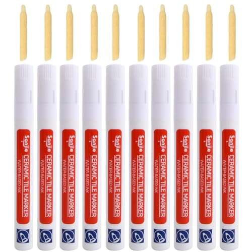 10 Stück Wand Reparaturstift, Weiße Fugenstift Fugenmörtel, Anthrazit Lackstift Stift, Reparatur Marker Stift mit Ersatzspitze, Wall Repair Pen, Fugenreparatur Bad, Fugenweiß Stift für Fliesen Wand von HoaaiGo