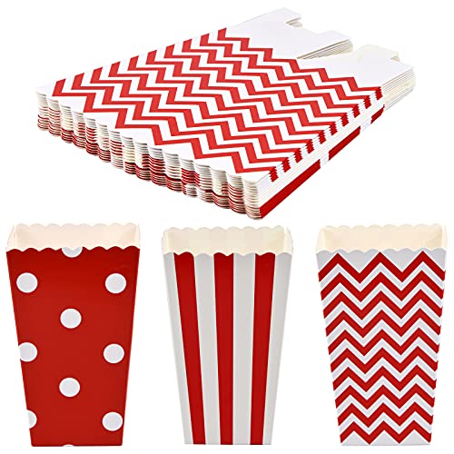 15 Stück Popcorn Boxen Papier, Candy Container Klein, Rot Weiß Snack Boxen, Popcorntüten, Klassischen Popcorn Becher für Fritten Keks Kinoabende von HoaaiGo