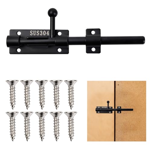 16cm Türriegel Edelstahl Schieberiegel, Türschloss Riegel mit Schrauben, Langlebig 304 Riegelschloss Edelstahl, Fest und dick Riegel Türriegel Verrieglung Torschieber für Schlafzimmer Schränke von HoaaiGo