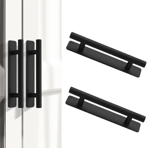 2PCS Selbstklebender Türgriffe Möbelgriffe, Aluminium Schrankgriffe, Schubladengriffe, Ohne Bohren Griff Selbstklebend Balkontürgriff für Kleiderschrank, Küche, Schiebetür, Balkontür (Schwarz) von HoaaiGo