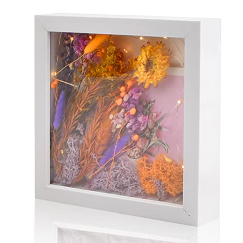 HoaaiGo 3D Bilderrahmen zum Befüllen, Bilderrahmen Tief 20x20 cm für Objekt bis 3cm,Objektrahmen mit bruchsicherem Acrylglas,3D Rahmen für Deko Wand/Geschenk,mit 3M Led Lichterkette von HoaaiGo