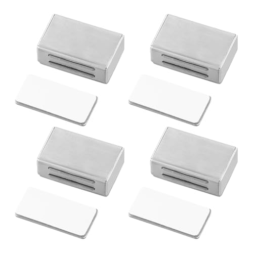 4 Stück Magnetverschluss Tür Stark, Edelstahl Magnetischer Türverschluss Selbstklebend, Kein Bohren Tür Magnete für Schranktüren Möbel (Klein) von HoaaiGo