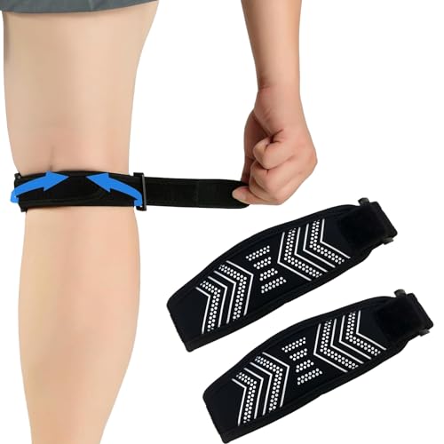 HoaaiGo 2 Pack Patella Kniebandage, Patella Tendon Knee Strap, Stabilisiert Patellasehne, Bandage Knie für Gelenkschmerzlinderung, Patellasehnenbandage Verstellbar, Verstellbare Bandage Knie von HoaaiGo