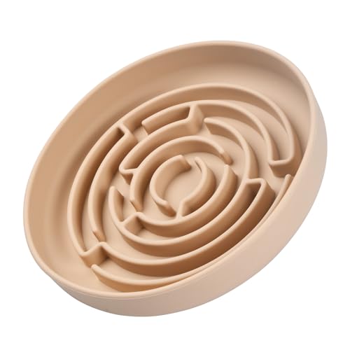 Hundenapf Antischlingnapf Fressnapf, Fressnapf Antischlingnapf rutschfest Langsame Hundenapf Futternapf für Hunde, 10 x Essenszeit - ∅21,5cm (Beige) von HoaaiGo