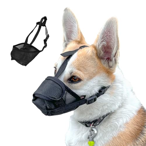 Weicher Atmungsaktiv Hunde Maulkorb Verhindert Beißen Bellen Kauen, Mundschutz für Haustiere, Hundemaulkorb Schutz aus Nylon, Verstellbarer Mesh Maulkorb für Kleine Mittlere Große Hunde (XS) von HoaaiGo