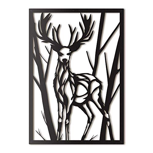 Hoagard Metall Wandbild Hirsch 50 x 70 cm schwarz lackiert von Hoagard