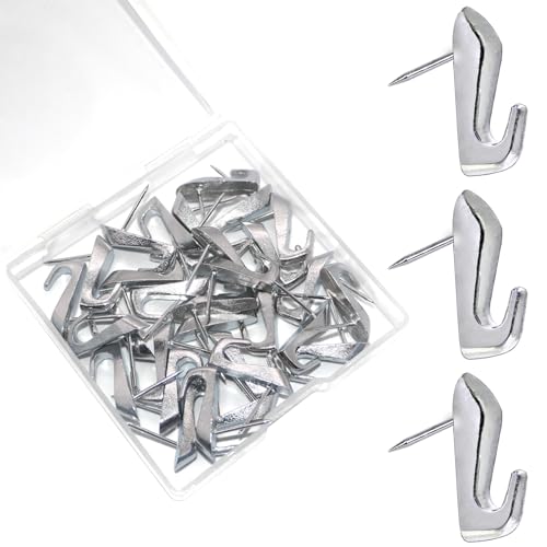 30 Stück Nägel zum Aufhängen von Bildern, Reißnägel für Wandbehänge, robuste Pinnnadeln für Trockenbau, Korkplatte, Bilderaufhängungsset mit Nägeln, High Heel, Silber von Hoaisun